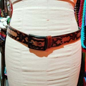 Women's Vintage Genuine Bonded Leather Belt Size Large